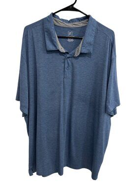 GEORGE Mens Big & Tall Heathered Blue Polo Shirt Short Sleeve Stretch Blend 3XL